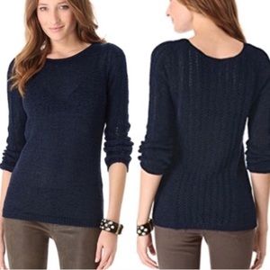 Rachel Zoe Karla Navy Blue Open Weave Sweater